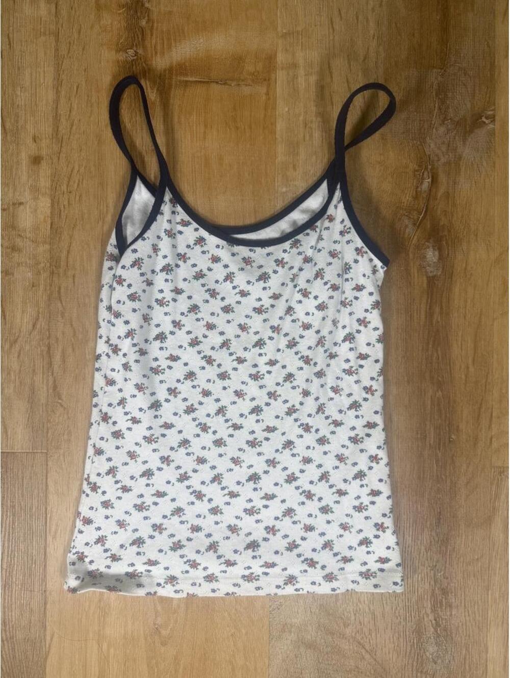 White Floral Spaghetti Strap Tank Top